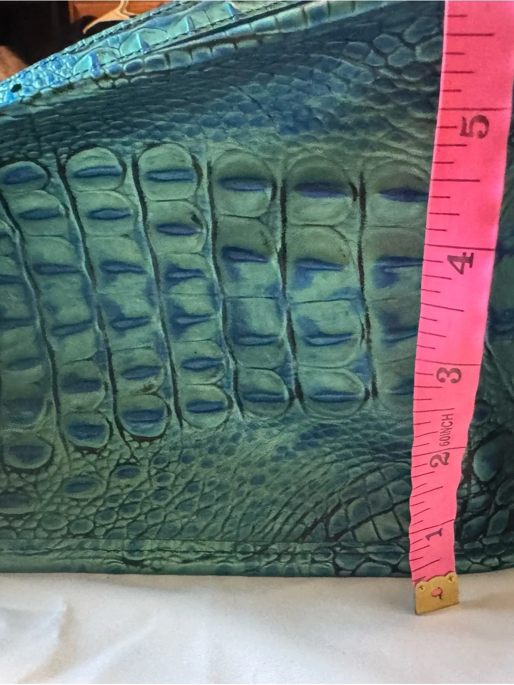 Brahmin Peacock Melbourne Croc-Embossed Leather Large Tote with Gold Hardware
